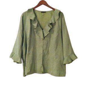 AVENUE Faux Suede Top w/ Ruffles 24-Plus